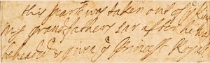 Notatka z rękopisu (tusz na papierze) autorstwa Queen Mary II of England