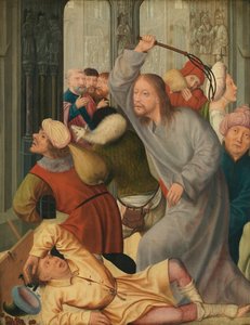 Cristo expulsando os cambistas do templo (óleo sobre painel) polonês