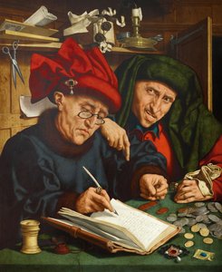 Poborcy podatkowi. (Poborcy podatkowi) Obraz Quentina Metsysa (lub Quinten Matsys) (1466-1530), olej na drewnie, ok. 1520. Prymitywna sztuka flamandzka