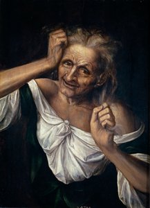 Stara kobieta rwie włosy - Massys, Quentin (1466-1530) (Quinten ou Kwinten Metsys ou Matsijs) 1525-1530 - Olej na drewnie - 55x40 - Museo del Prado, Madryt autorstwa Quentin Massys or Metsys