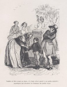 Wstał jak te małe morskie potwory, które zdobią fontanny. z Małej Miserie..., 1843. autorstwa Quichon