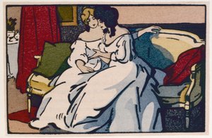 Księżna de Langeais z wizytą u wicehrabiny de Beauseant, ilustracja z "Le Pere Goriot" Honore de Balzaca, opublikowana w 1922 r.