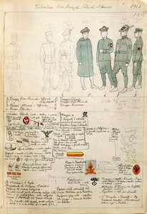 Albańskie, czechosłowackie i polskie mundury ochotników Królestwa Włoch autorstwa Quinto Cenni, kolorowa płyta autorstwa Quinto Cenni