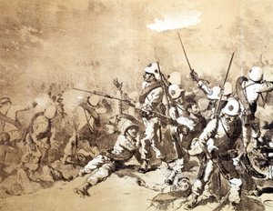 Bitwa pod Adoua między Włochami a Etiopią w 1896 r. przez Q. Cenni. sd. około 1896 roku.