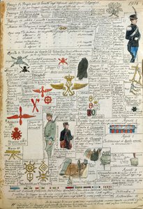 Mundury, odznaki i siodło Królestwa Włoch, kolorowa tablica autorstwa Quinto Cenni autorstwa Quinto Cenni