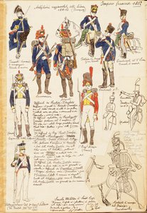 Mundury Artylerii Królestwa Francji, autorstwa Quinto Cenni, kolorowa tablica autorstwa Quinto Cenni