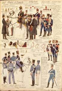 Mundury Artylerii Królestwa Francji, autorstwa Quinto Cenni, kolorowa tablica autorstwa Quinto Cenni