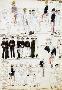 Mundury Księstwa Modeny z 1849 r., płyta z kolekcji szkiców wojskowych Cenni Codex akwarelą autorstwa Quinto Cenni