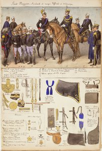Mundury Sztabu Generalnego, adiutantów i oficerów Królestwa Włoch, kolorowa tablica autorstwa Quinto Cenni autorstwa Quinto Cenni