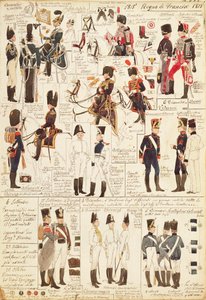 Mundury myśliwych na koniach Królestwa Francji, autor Quinto Cenni, kolorowa tablica autorstwa Quinto Cenni