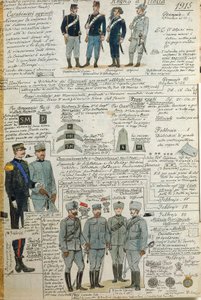 Mundury armii włoskiej podczas I wojny światowej, autorstwa Quinto Cenni, kolorowa tablica