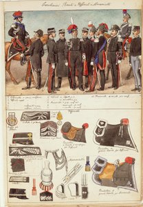 Mundury Royal Carabinieri, oficerów i podoficerów Królestwa Włoch, kolorowa tablica autorstwa Quinto Cenni
