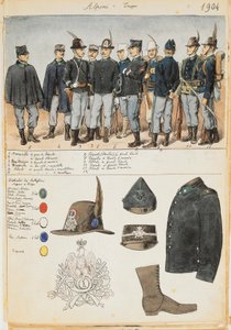 Mundury Alpejskie Królestwa Włoch, płyta kolorowa autorstwa Quinto Cenni autorstwa Quinto Cenni