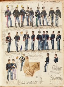 Różne mundury Królestwa Włoch autorstwa Quinto Cenni, kolorowa płyta autorstwa Quinto Cenni