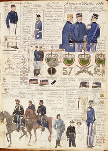 Różne mundury Królestwa Włoch autorstwa Quinto Cenni, kolorowa płyta autorstwa Quinto Cenni