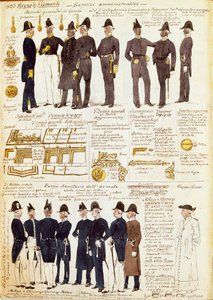 Różne mundury Królestwa Sardynii, autorstwa Quinto Cenni, kolorowa tablica autorstwa Quinto Cenni
