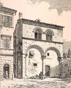 Dom na Piazza del Duomo, Viterbo, Włochy, z „Przykłady architektury miejskiej, handlowej i ulicznej Francji i Włoch od XII do XV wieku”, wyd. przez W.Mackenzie