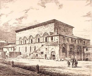 Pozostałości Pałacu Papieży, Orvieto, Włochy, z „Przykłady architektury miejskiej, handlowej i ulicznej Francji i Włoch od XII do XV wieku”, wyd. przez W.Mackenzie