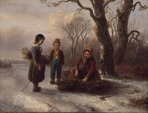 Dzienniki zbierające dzieci, ok.1884 (panel) autorstwa R. Favelle