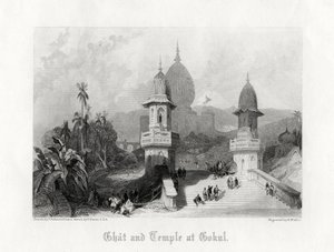 Ghat i świątynia w Gokul, Indie, ok. 1838 r.