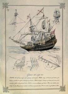 GALEON Z XVII WIEKU NA RYSUNKU XIX WIEKU
