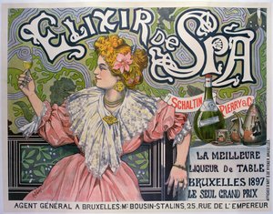 Plakat reklamujący belgijski likier „Elixir de Spa”. autorstwa Raff (1861 1952)