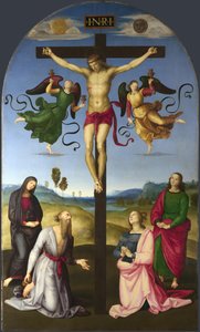 Ukrzyżowany Chrystus z Matką Boską, świętymi i aniołami Ukrzyżowanie Mond, 1502-1503 autorstwa Raffaello Sanzio Raphael