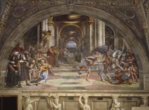 Wypędzenie Heliodora ze świątyni, Stanza di Eliodoro, 1511-12 autorstwa Raffaello Sanzio Raphael