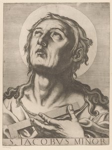 Heilige Jakobus de Mindere Św. Jakub Mniejszy (tytuł na obiekcie) Chrystus, Maryja en de twaalf apostelen (tytuł serii) Święte Kolegium Apostolskie (tytuł serii) autorstwa Raffaello Schiaminossi