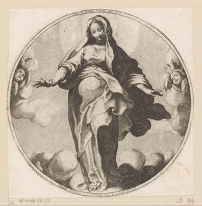 Maryja w chmurach Sancta Maria Mater Dei (tytuł na obiekcie)