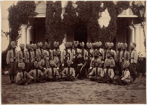Oddział batalionu z Bhopalu w Indore autorstwa Raja Deen Dayal