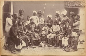Rodzina Mowhriego Rahmana Alliego Khana, Rewa (awers, na dole) autorstwa Raja Deen Dayal