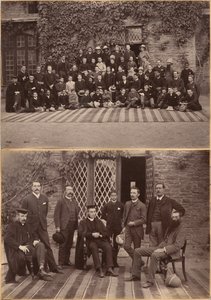 Dyrektor i nauczyciele Bishop Cotton School w Shimli (awers); uczniowie klasy średniej i personel Bishop Cotton School w Shimli (rewers) autorstwa Raja Deen Dayal