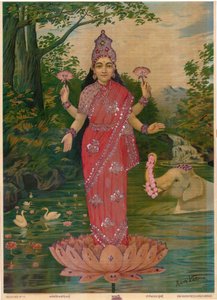 Lakshmi Embellished, autor: Ravi Varma Press, edytuj autorstwa Raja Ravi Varma