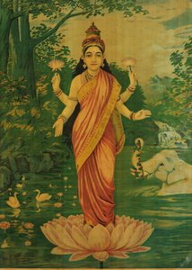 Lakshmi, autor: Raja Ravi Varma i Ravi Varma Press, lata 30. XX wieku autorstwa Raja Ravi Varma