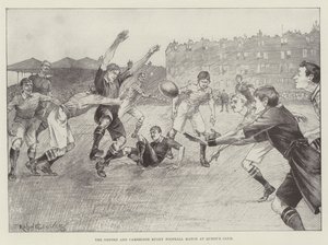 Mecz futbolu Oxford i Cambridge Rugby w Queen