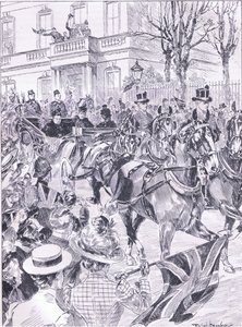Ostatnia wizyta królowych w Londynie, marzec 1900, ilustracja z Cassells History of England, 1900 autorstwa Ralph Cleaver
