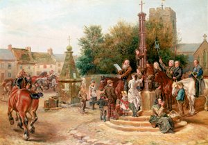 Ogłoszenie targów Stagshaw w Corbridge autorstwa Ralph Hedley