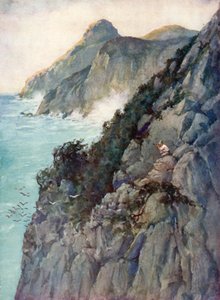 Ilustracja do Robinsona Crusoe autorstwa Daniela Defoe (kolor lito)