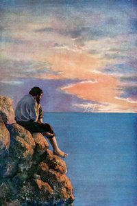 Ilustracja do Robinsona Crusoe autorstwa Daniela Defoe (kolor lito)