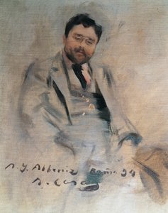 Portret hiszpańskiego pianisty i kompozytora Isaaca Albeniza (Camprodon