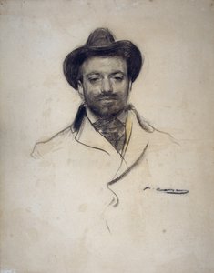 „Portret hiszpańskiego malarza i fotografa Jose Marii Serta (1874-1945)”” Rysunek węglem autorstwa Ramona Casasa (1866-1932) 1904 Kolekcja prywatna