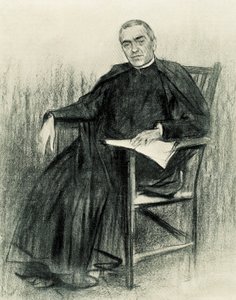 Portret katalońskiego poety Hiacynta Verdaguera (1845-1902) (rysunek) autorstwa Ramon Casas i Carbo
