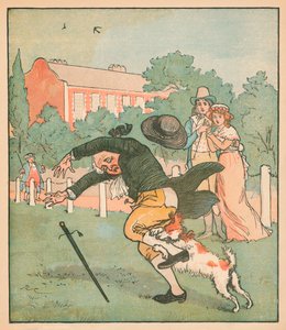 Dobry człowiek z Islington ugryziony przez psa, ok. 1879 r. autorstwa Randolph Caldecott