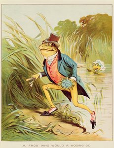 Ilustracja z filmu „Żaba, który chciałby się zaloty” autorstwa Randolph Caldecott
