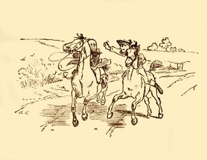 John Gilpin zostaje znaleziony przez listonosza z Bell Inn, 1878, c1918. autorstwa Randolph Caldecott