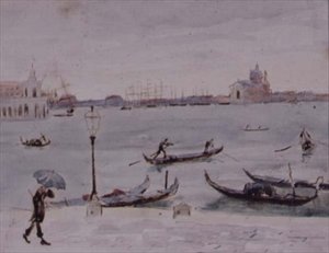 Urząd Celny i kościół San Giorgio, Wenecja, widok z Piazzetta, XIX w. autorstwa Randolph Caldecott