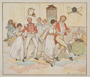 Żołnierz i jego narzeczona, z Książki obrazkowej Hey Diddle Diddle, wyd. 1882 (kolor grawerowany) autorstwa Randolph Caldecott