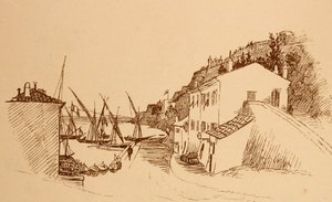 lokalna francuska wioska rybacka na południu Francji c1884 autorstwa Randolph Caldecott