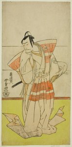 Aktor Nakamura Nakazo I jako Kudo Suketsune w sztuce Edo no Fuji Wakayagi Soga, wystawionej w Teatrze Nakamura w pierwszym miesiącu, 1789 autorstwa Rantokusai Shundo